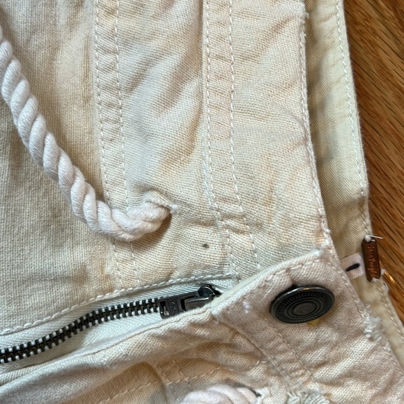 Free People Patchwork Distressed Cotton/Linen Drawstring Shorts Size 2 NWT - Picture 7 of 11